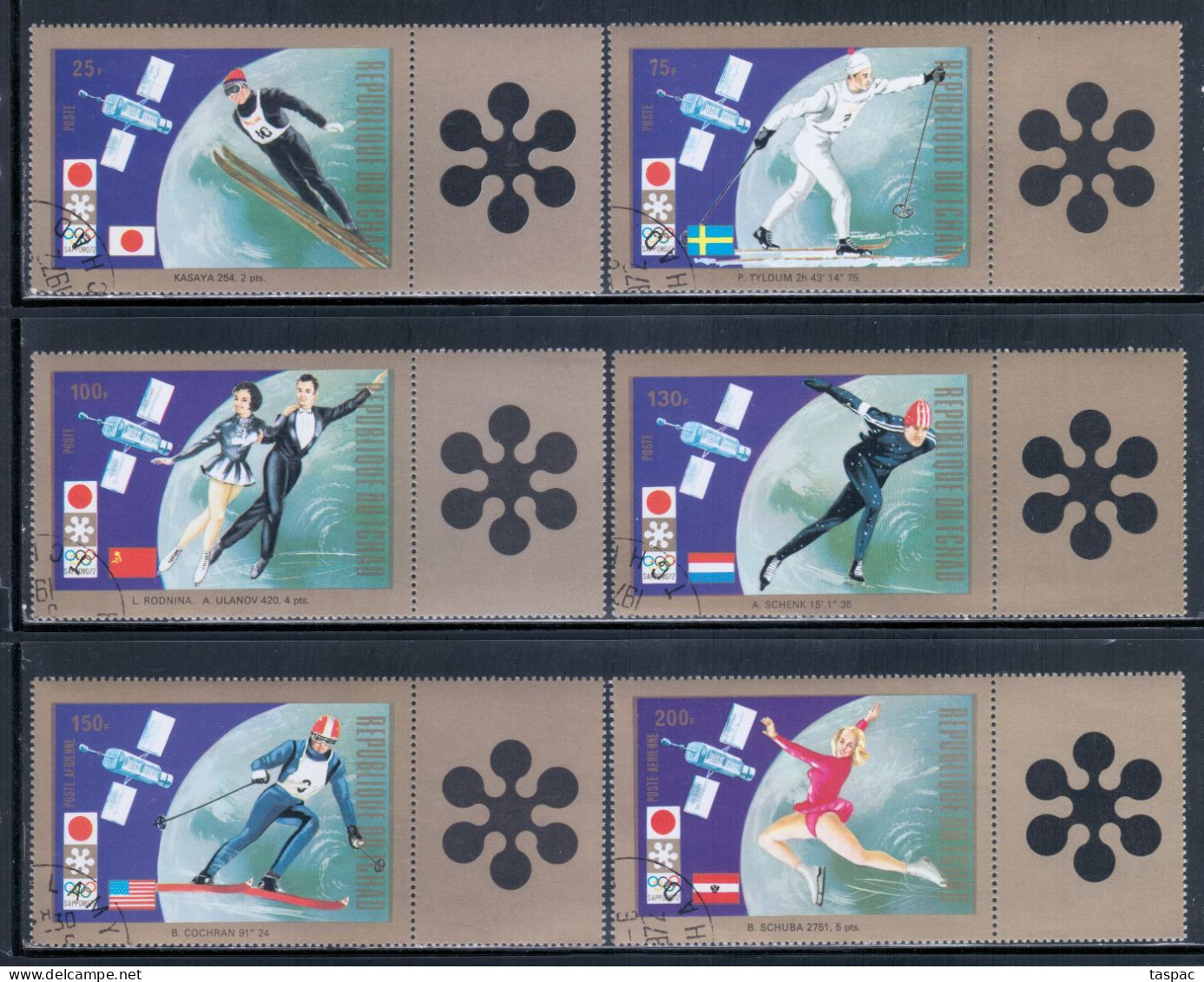 Chad 1972 Mi# 557-562 A Zf Used - Gold Medalists At The Sapporo Winter Olympics / Space - Ciad (1960-...)