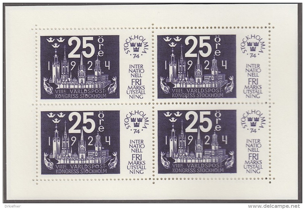 SCHWEDEN  Block 2-5, Postfrisch **, Internationale Briefmarkenausstellung STOCKHOLMIA &rsquo;74 1974 - Blocks & Sheetlets