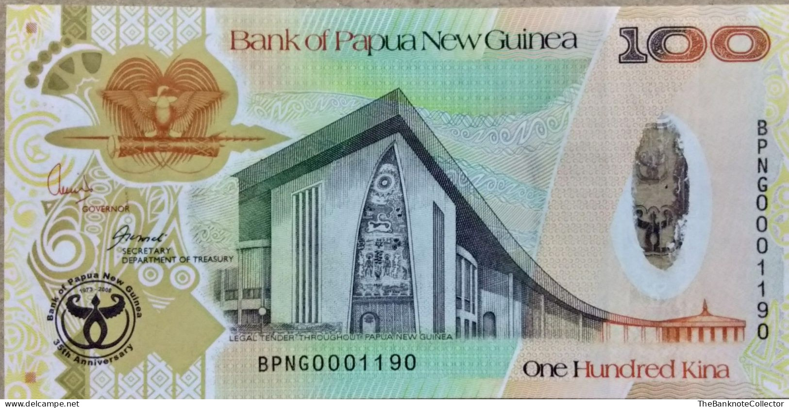 Papua New Guinea 100 Kina ND 2008 35th Anniversary Commemorative P-37 - Papua-Neuguinea