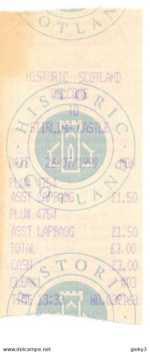 BIGLIETTO INGRESSO STIRLING CASTLE SCOTLAND 1999 - Eintrittskarten