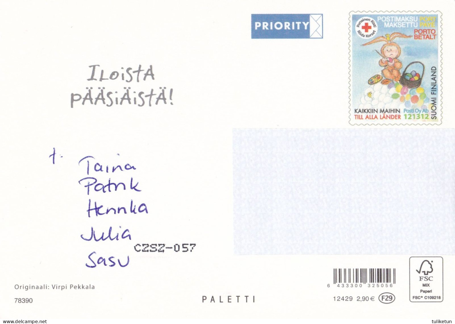 Postal Stationery - Hares - Bunny Kid Painting Eggs - Chicks - Red Cross 1992 - Suomi Finland - Postage Paid - Entiers Postaux