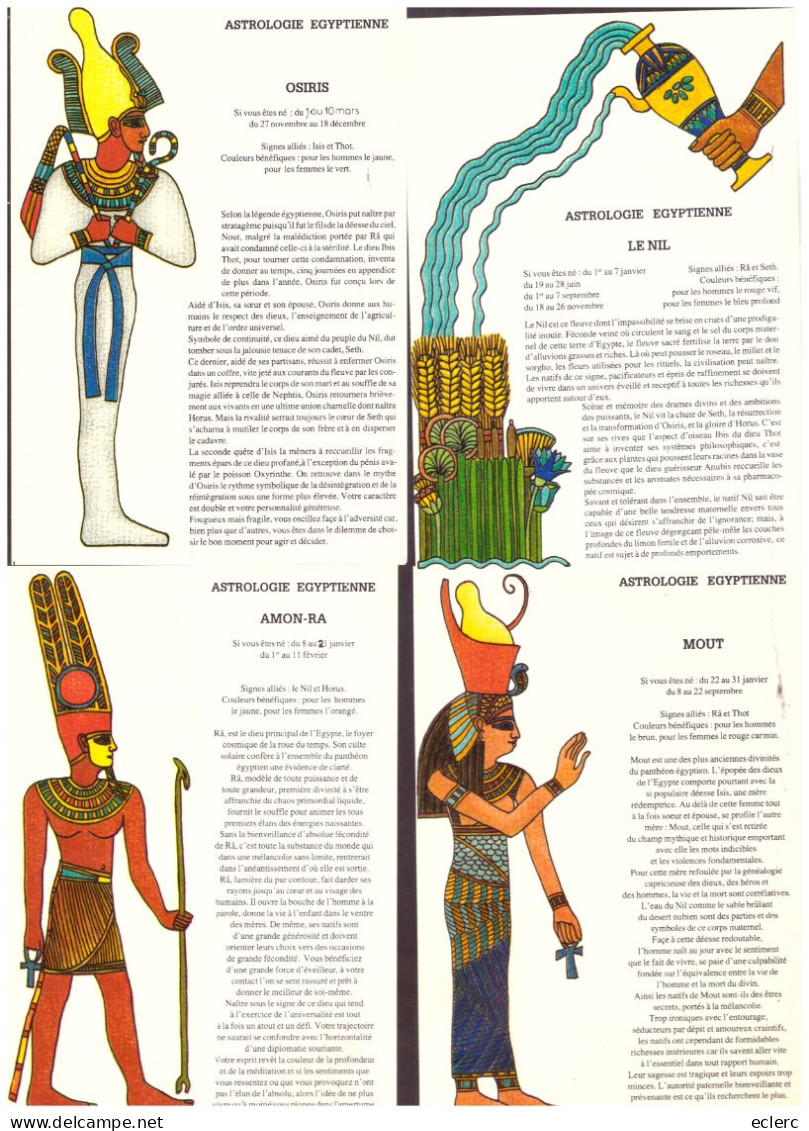 ASTROLOGIE EGYPTIENNE - 12 CARTES 10x15cm - TEXTES DE EDGAR BLISS - TB - Astrología