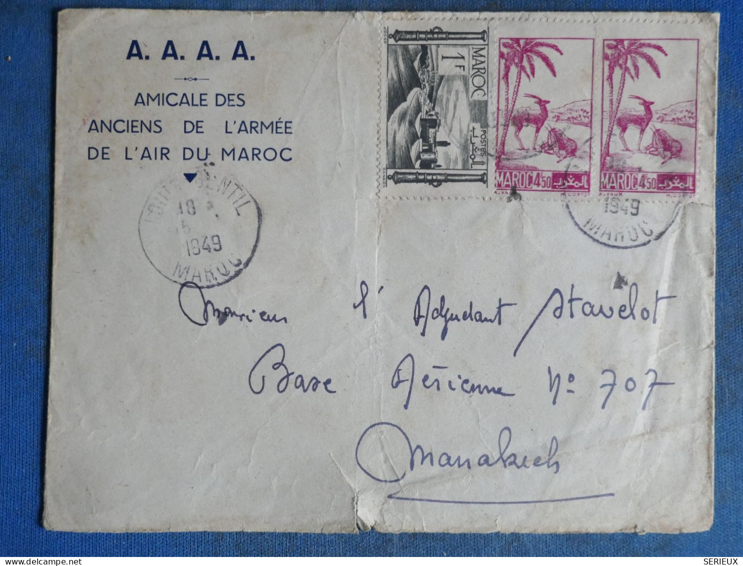 DM3  MAROC  LETTRE  AAAA  1949 MARRAKESH  +AFF.   INTERESSANT+ + - Storia Postale