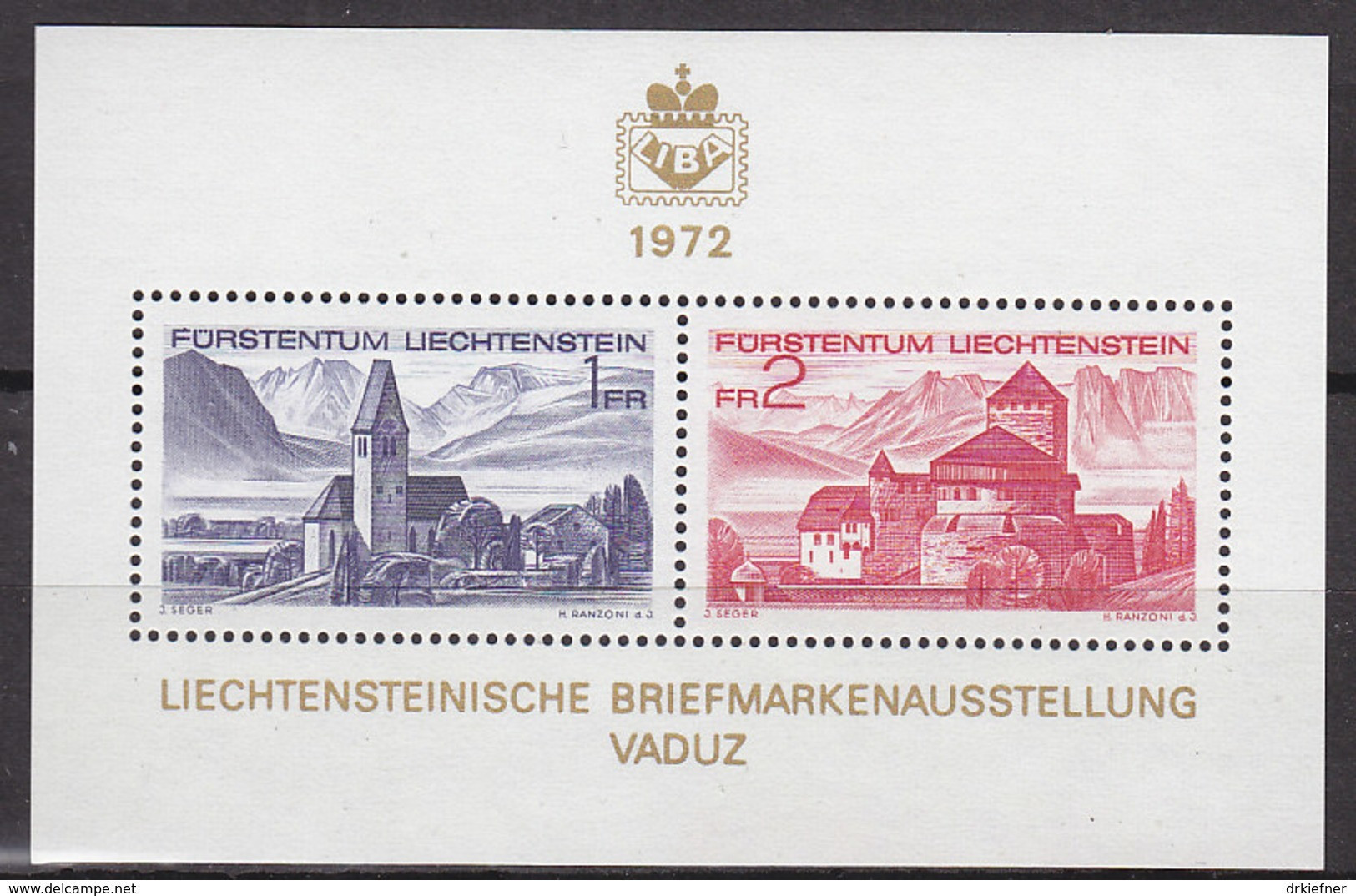 LIECHTENSTEIN,  Block 9, Postfrisch **, LIBA '72 - Blocs & Feuillets