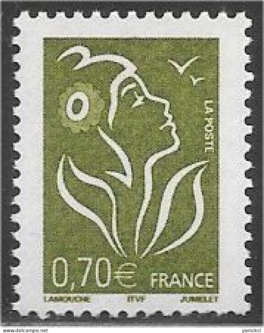 Marianne De Lamouche - 0,70€ - Vert-olive - ITVF - (2005) - Y & T N° 3736 ** - 2004-2008 Marianne Of Lamouche