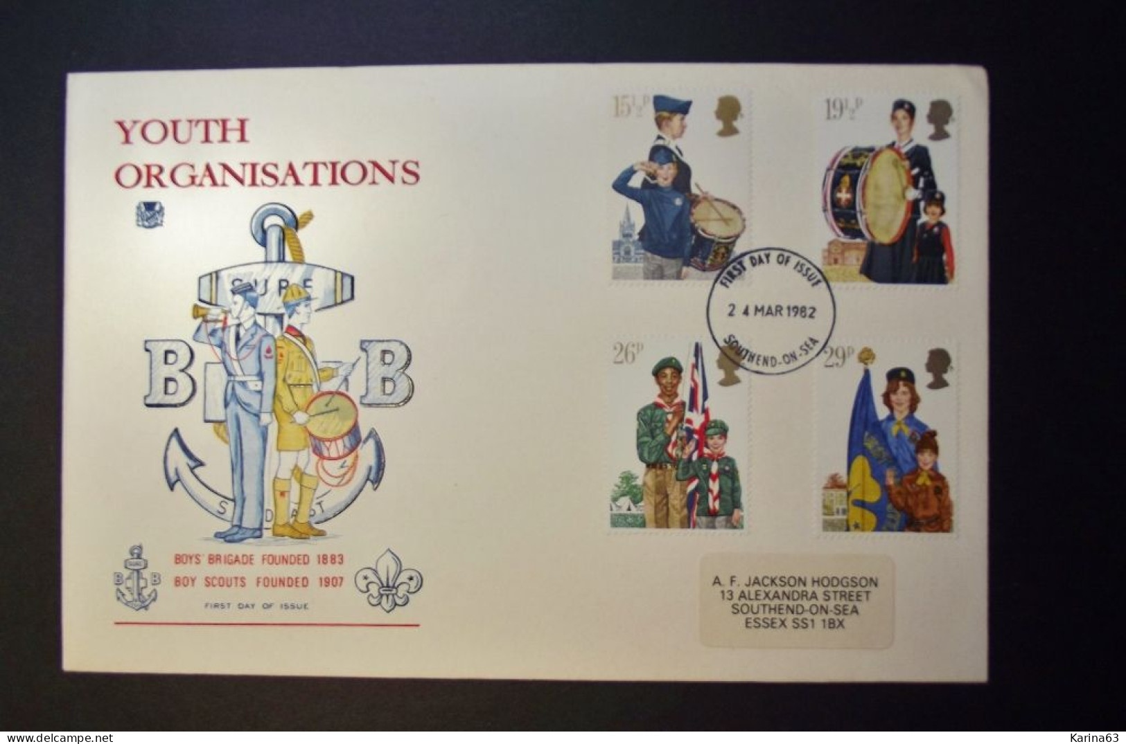 Great Britain - FDC - 1982 - 3 Envelopes - Youth Organisations  - With 1 Insert - Cancellation Southend-on-Sea - 1981-90 Ediciones Decimales