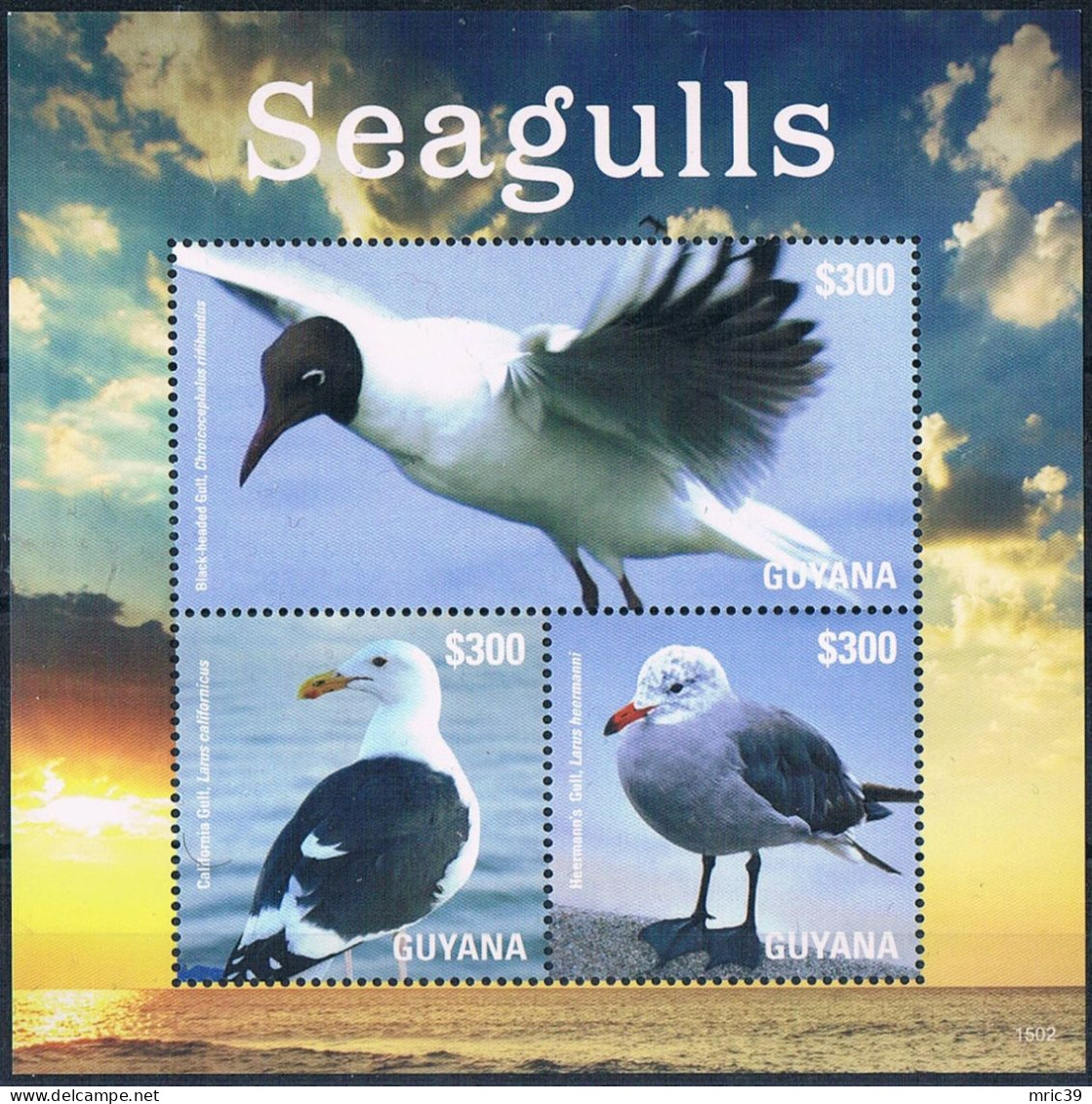 Bloc Sheet Oiseaux Mouettes Birds Seagulls  Neuf  MNH ** Guyana 2014 - Gaviotas