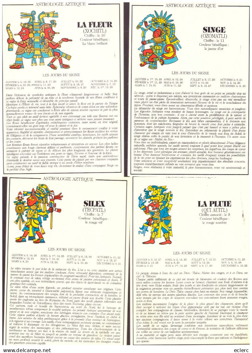 ASTROLOGIE AZTEQUE - 12 CARTES 10x15cm - ILLUSTRATIONS DE LAZOURENKO ET TEXTES DE EDGAR BLISS - TB - Astrología