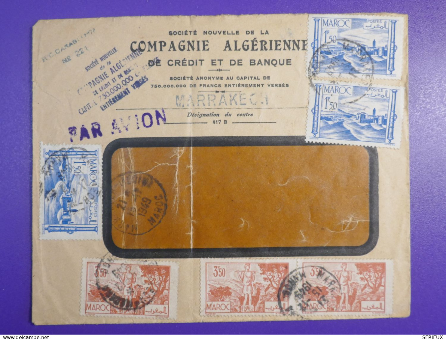 DM3  MAROC  LETTRE  FENETRE   1949 MARRAKESH  +AFF.   INTERESSANT+ + - Storia Postale