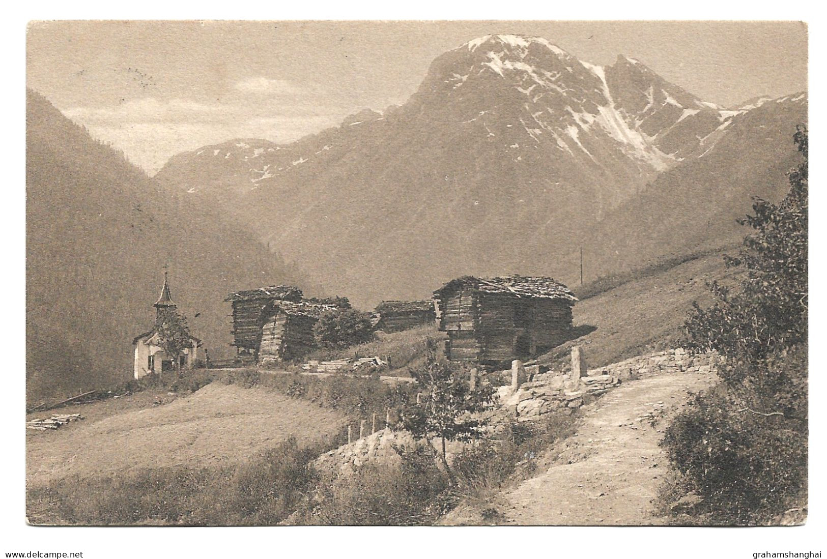 Postcard Switzerland VS Valais Grimentz Dorfpartie Small Chalets Huts Jullien 7703 Posted 1909 - Grimentz