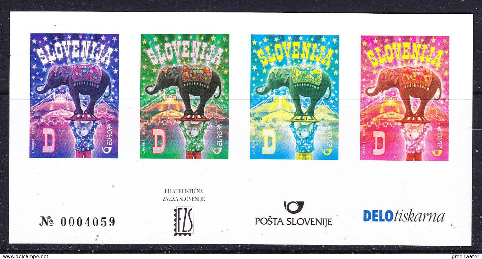 Europa Cept 2002 Slovenia Colour Proof M/s ** Mnh (59168) ROCK BOTTOM - 2002