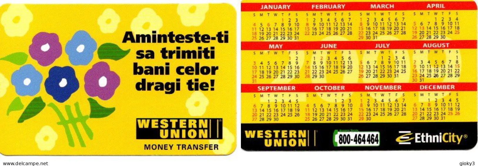 CALENDARIO FORMATO PICCOLO 2021 WESTERN UNION - Petit Format : 2001-...