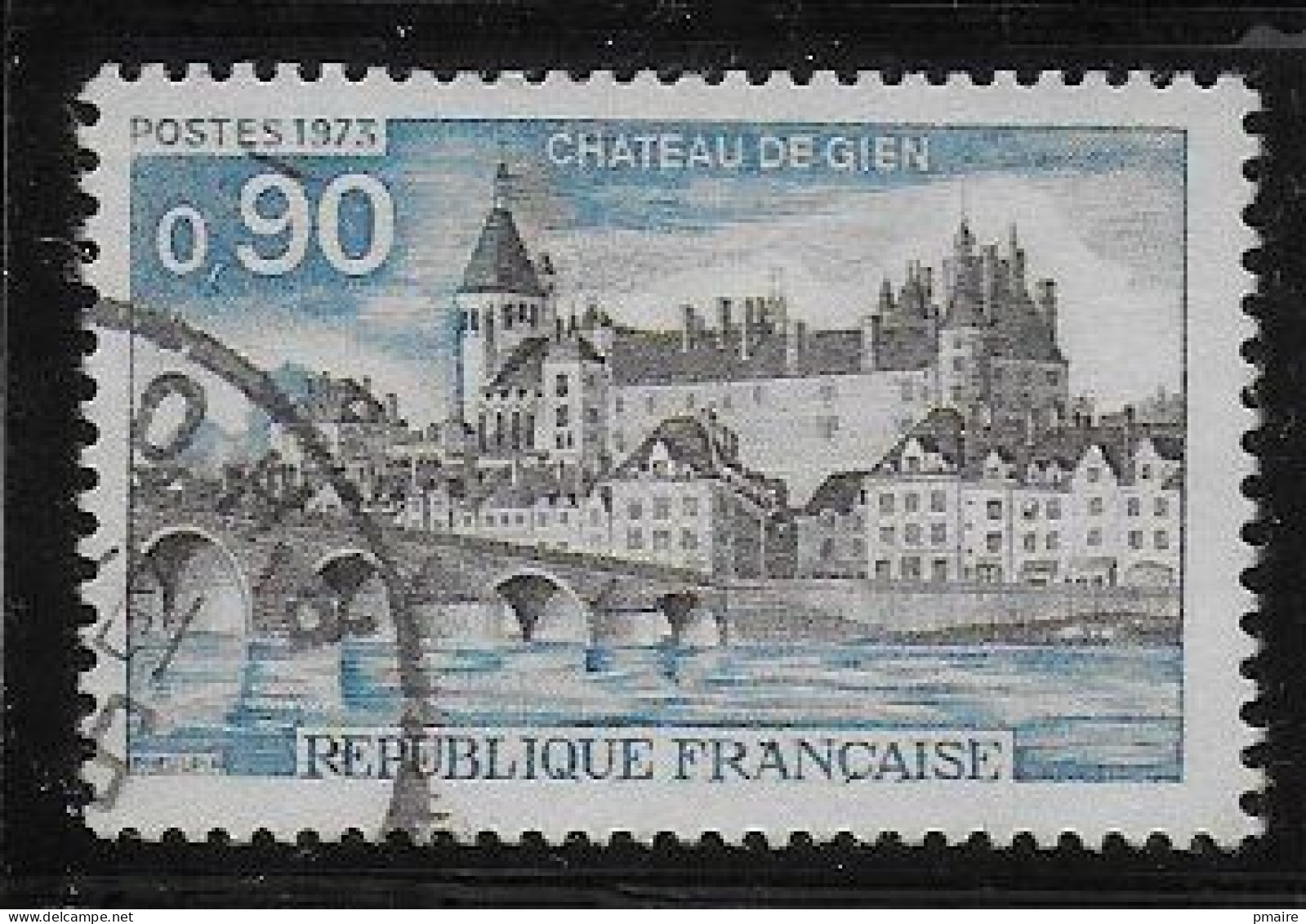 FRANCE Yvert N° 1758 Oblitéré Toit Du Château Marron Au Lieu D'être Bleu - Gebruikt