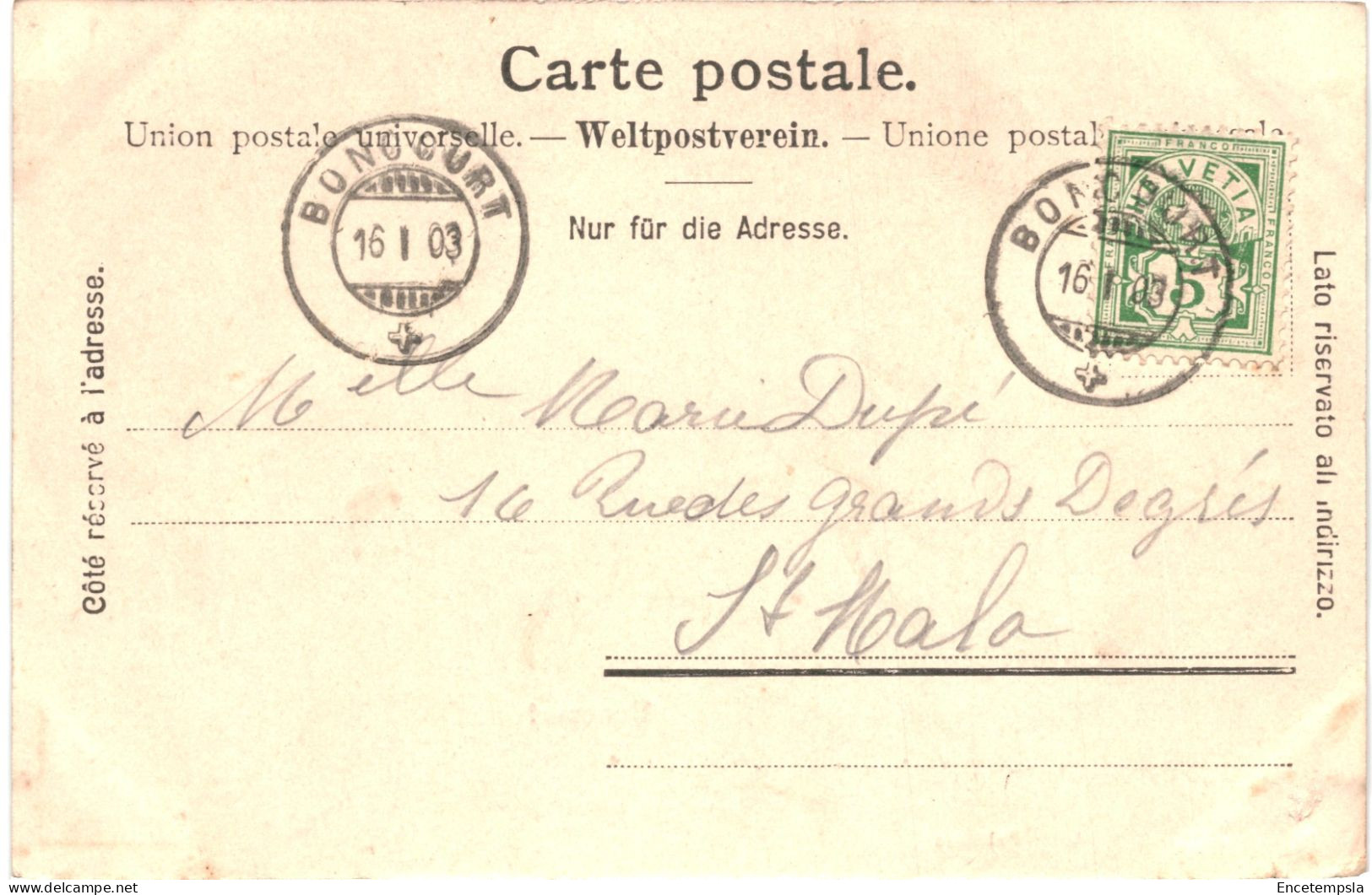 CPA Carte Postale  Suisse Boncourt  église 1903 VM79225 - Boncourt