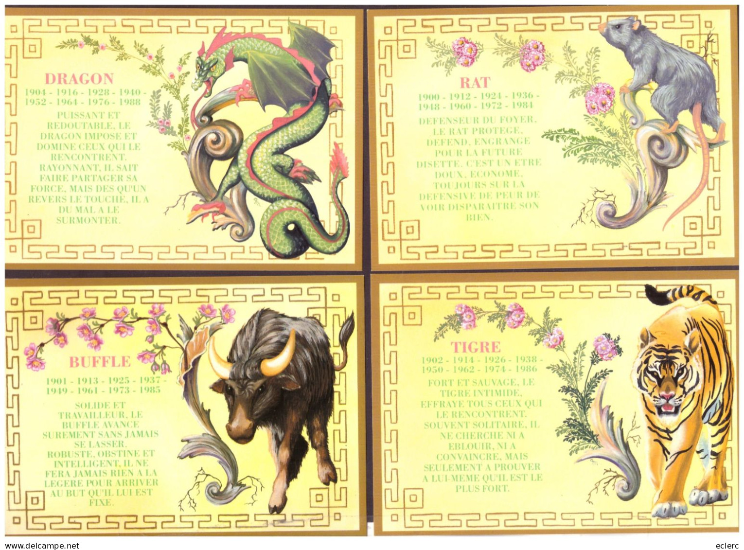 ASTROLOGIE CHINOISE - 12 CARTES 10x15cm - TB - Astrología