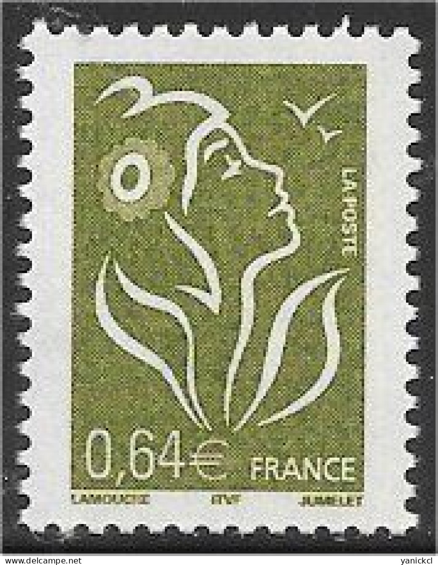 Marianne De Lamouche - 0,64 € - Vert-olive - Type I - ITVF - (2005) - Y & T N° 3756 ** - 2004-2008 Marianne (Lamouche)