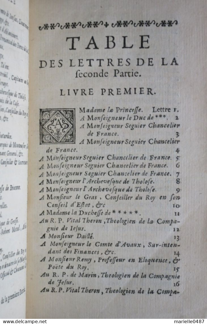 Lettre Choisies Du Sr. De Balzac. Paris 1674 - Antes De 18avo Siglo