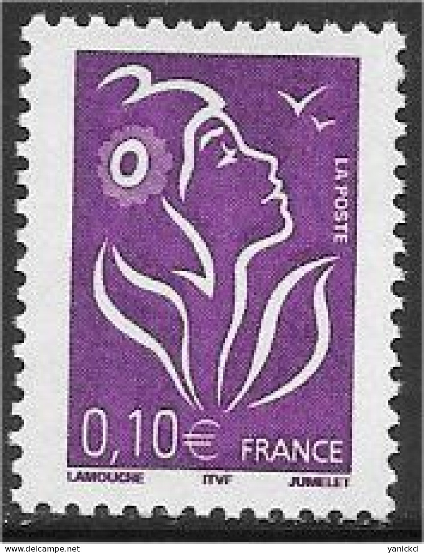 Marianne De Lamouche - 0,10 € - Violet-rouge - Type I - ITVF - (2005) - Y & T N° 3732 ** - 2004-2008 Marianne Of Lamouche