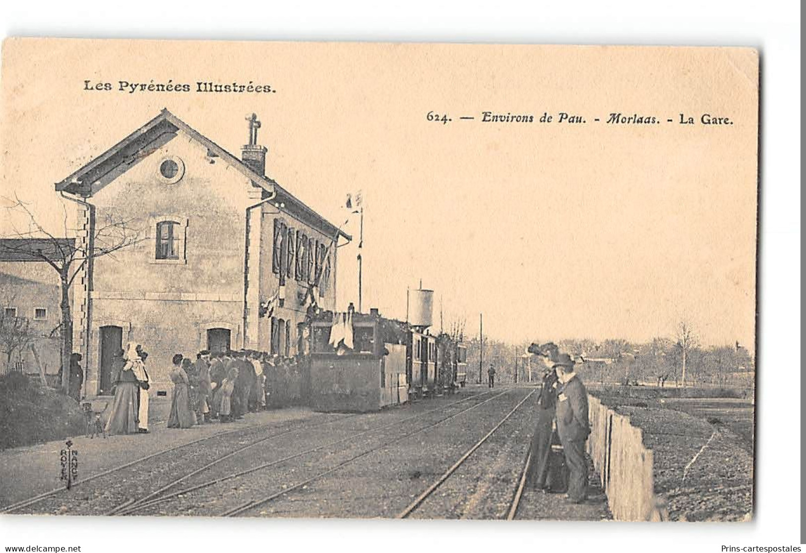 CPA 64 Morlaas La Gare Et Le Train Tramway - Morlaas