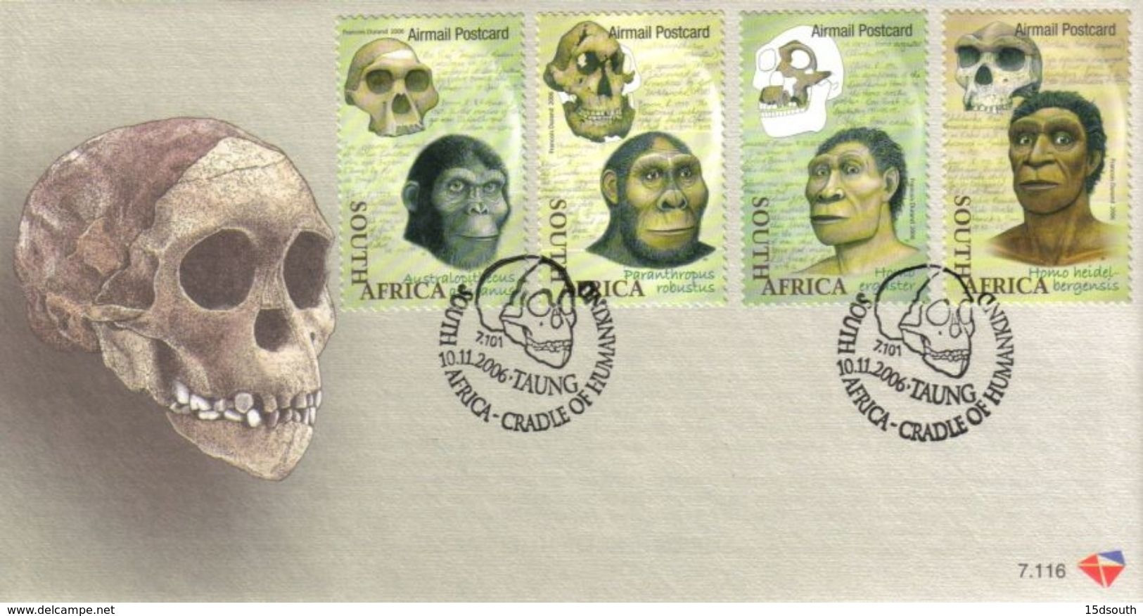 South Africa - 2006 Origins Of Humankind FDC # SG 1621 , Mi 1736-1739 - Fósiles