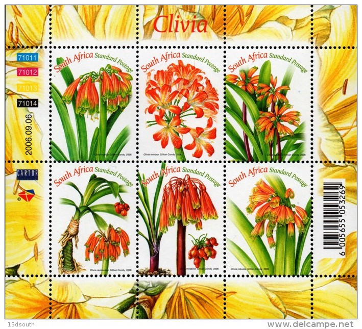 South Africa - 2006 Clivia MS (**) # SG 1594a , Mi 1709-1714 - Nuevos