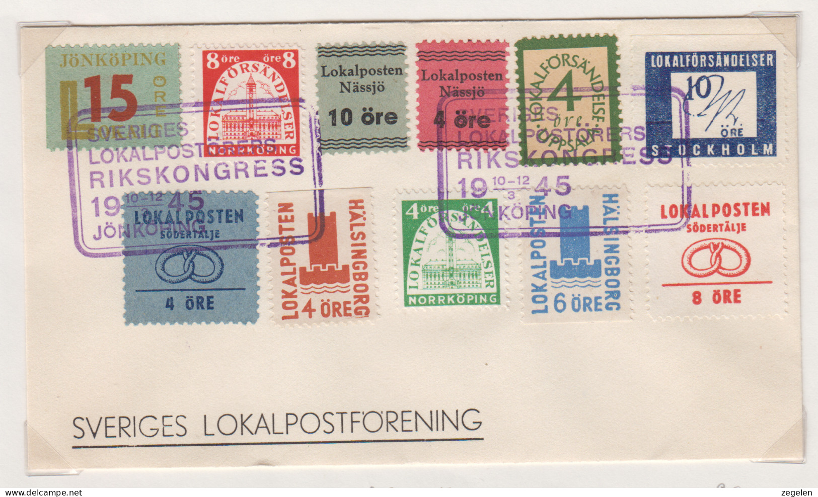 Zweden Omslag Met Lokale Zegels Van Verschillende Lokale Postverenigingen - Ortsausgaben