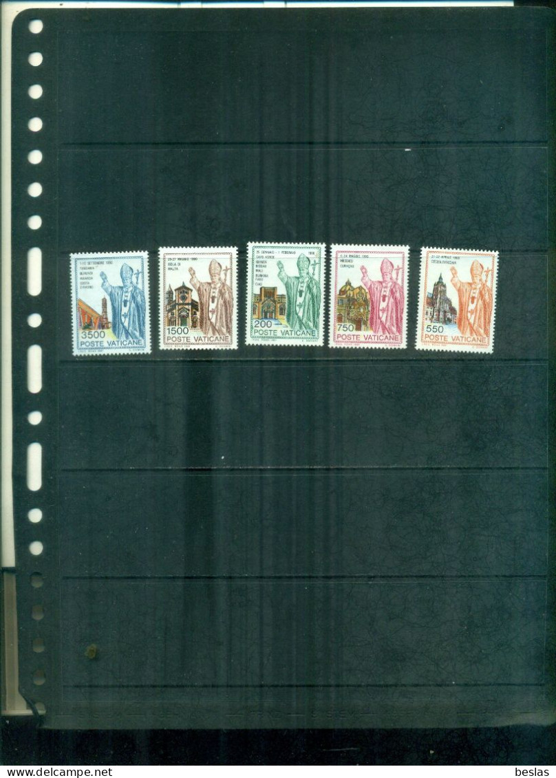 VATICAN LES VOYAGES DU PAPE JEAN-PAUL II EN 1990 5 VAL NEUFS A PARTIR DE 2,25 EUROS - Unused Stamps