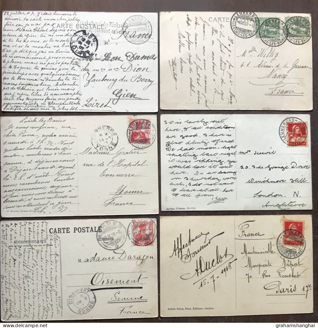 6 Postcards Lot Switzerland VS Valais Loèche-les-Bains All Published Jullien Some Undivided All Posted 1907-1928 - Loèche-les-Bains