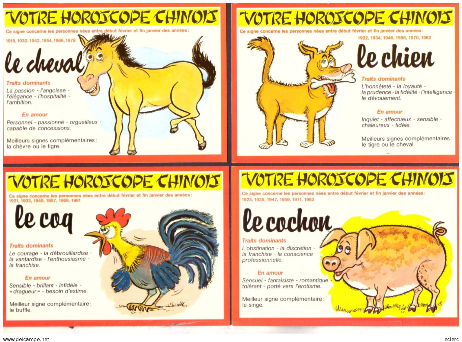 ASTROLOGIE CHINOISE - 12 CARTES 10x15cm - TB - Astrologie