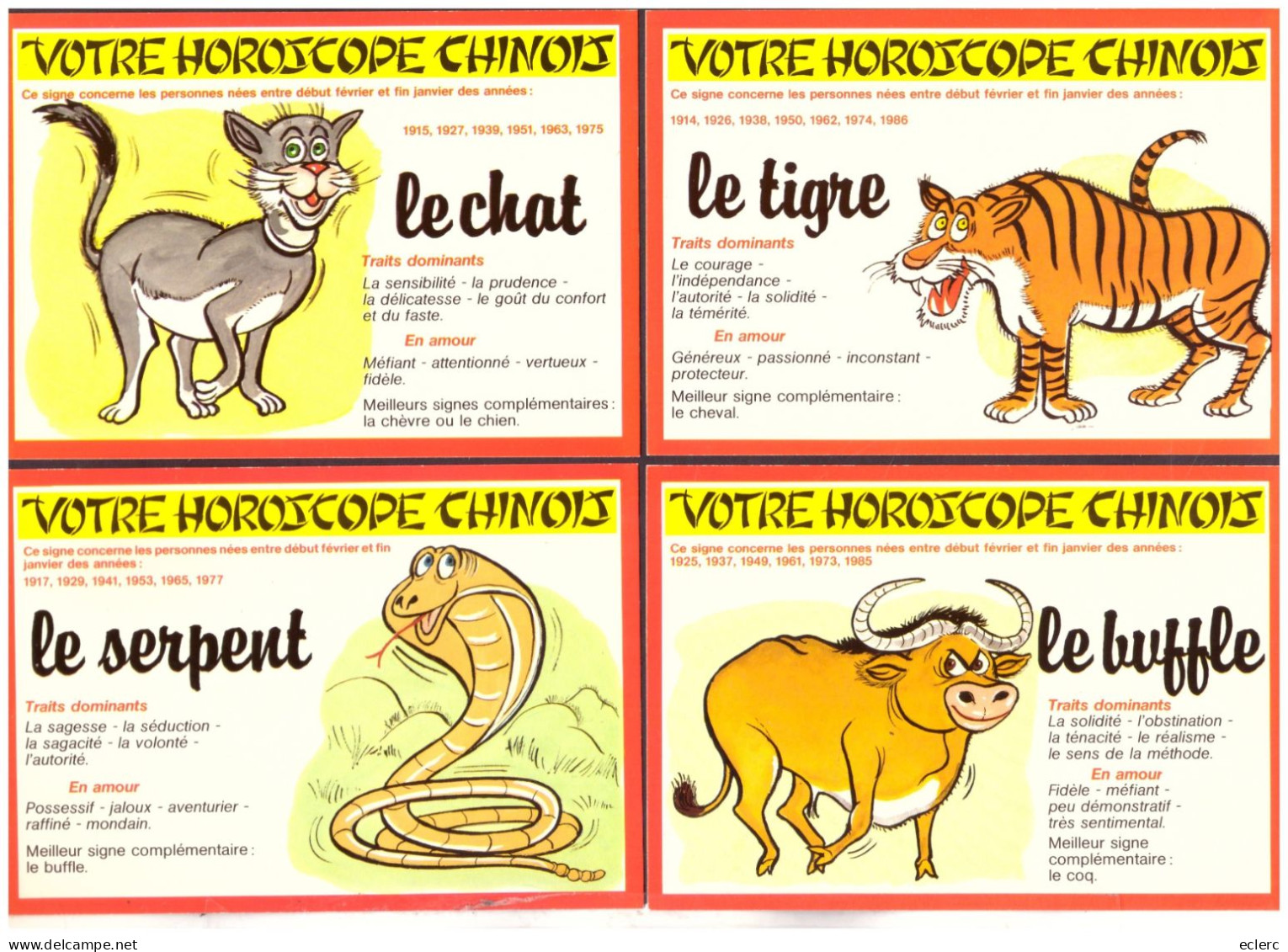 ASTROLOGIE CHINOISE - 12 CARTES 10x15cm - TB - Astrology