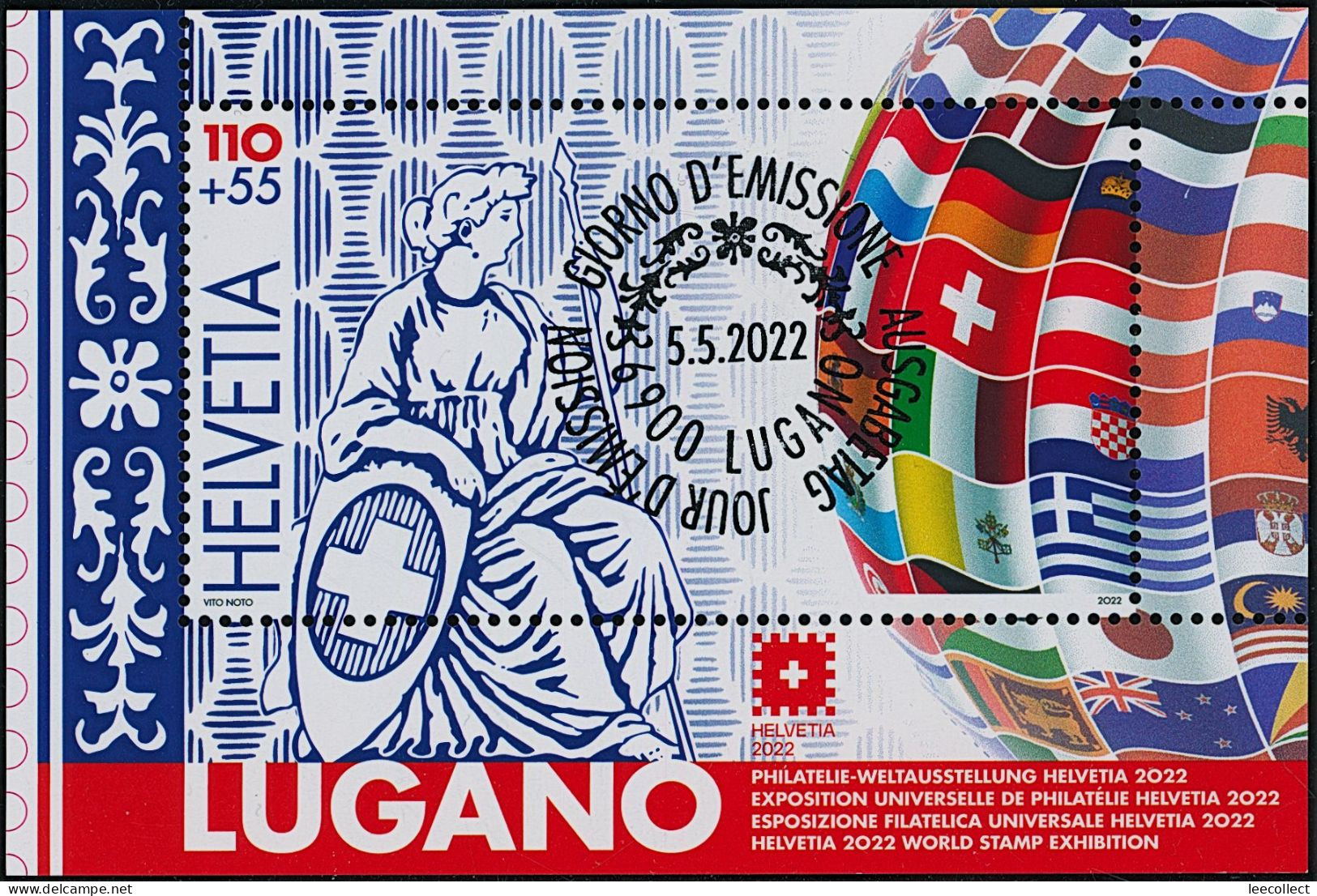 Suisse - 2022 - Lugano - Weltausstellung • Helvetia - Block - Ersttag Voll Stempel ET - Used Stamps