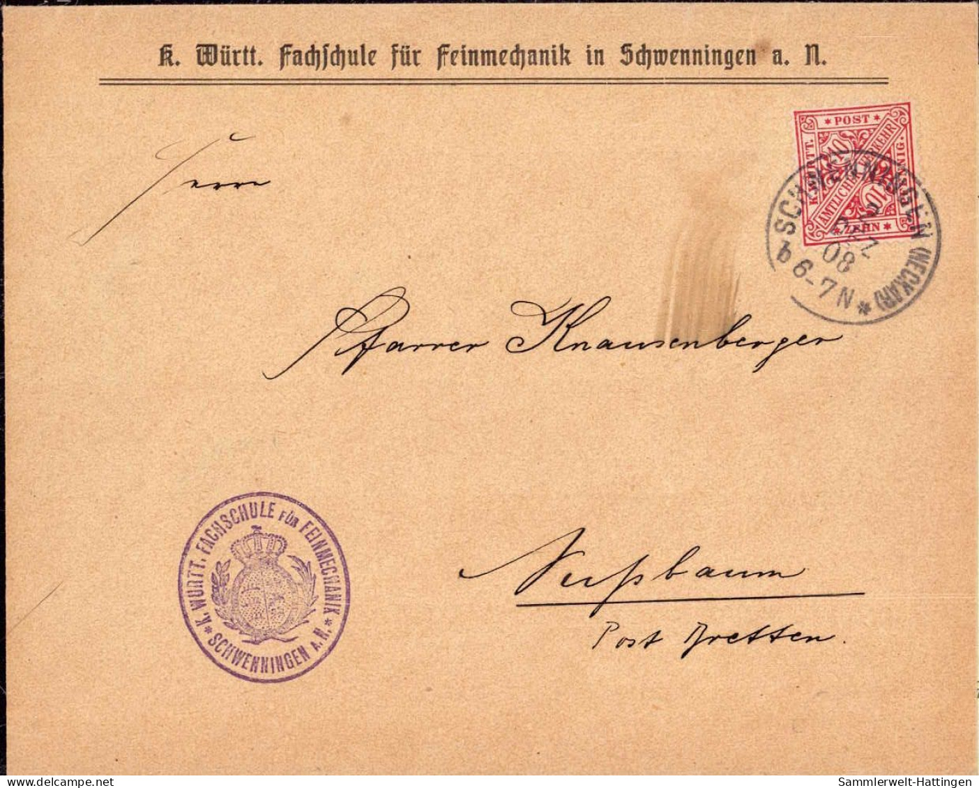 604079 | Dekorativer Dienstbrief Der Fachschule Für Feinmechanik Mit Zeugnis, Uhr | Villingen-Schwenningen (Baden) (W 77 - Relojería