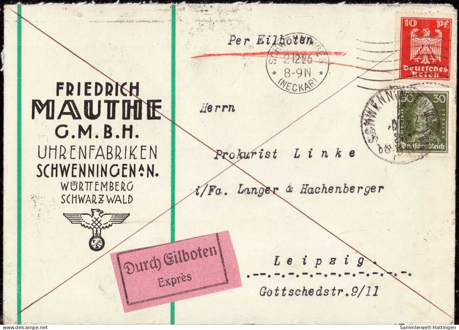 604077 | Dekorativer Brief Der Uhrenfabrik Friedrich Mauthe, Uhr | Villingen-Schwenningen (Baden) (W 7730) - Relojería