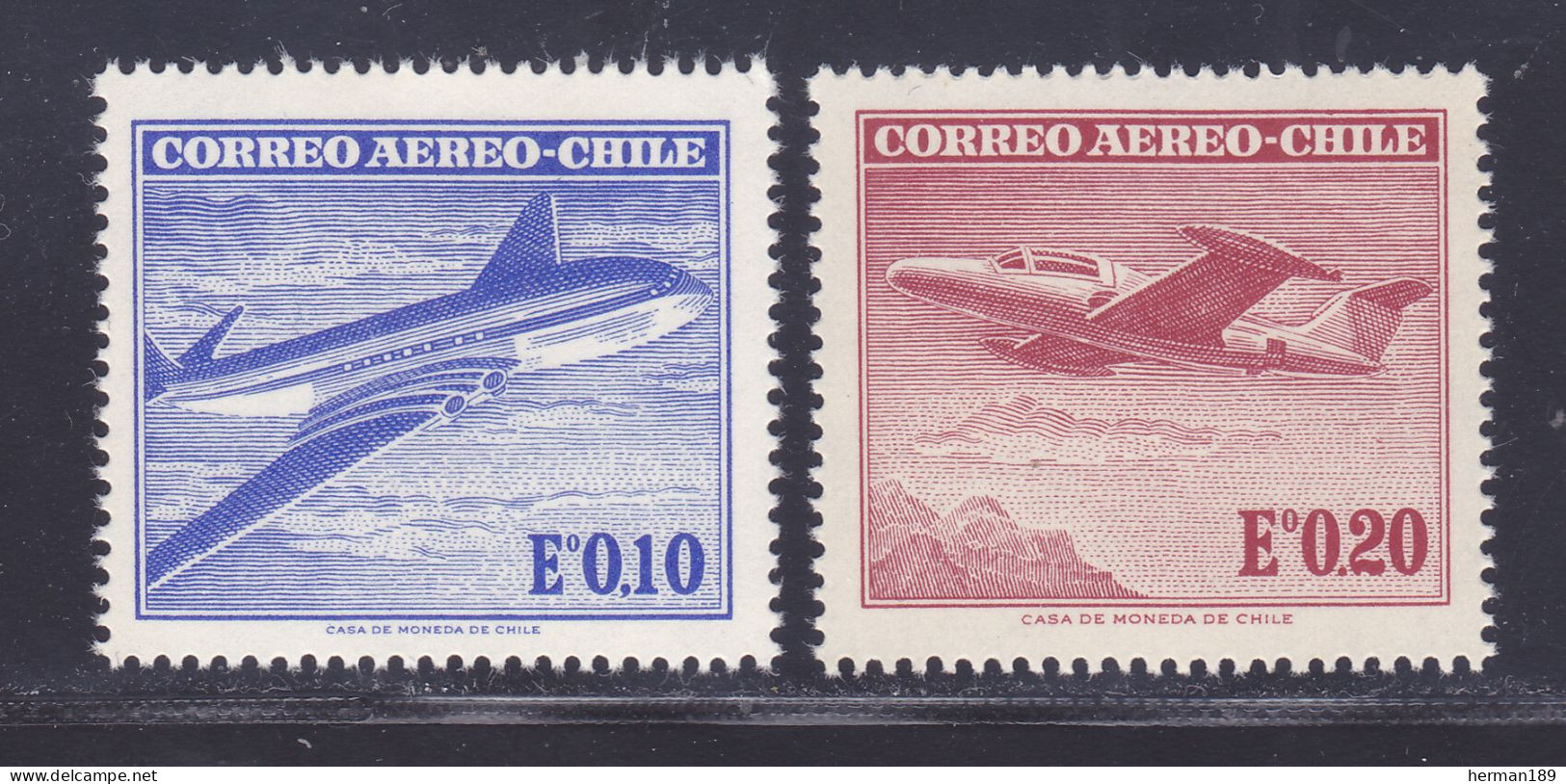 CHILI AERIENS N°  207A & 208 ** MNH Neufs Sans Charnière, TB (D7676) Série Courante, Avions - 1962-67 - Chile