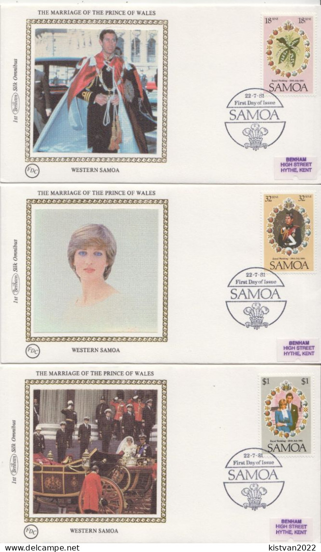 Samoa Set On 3 Benham Silk FDCs - Otros & Sin Clasificación