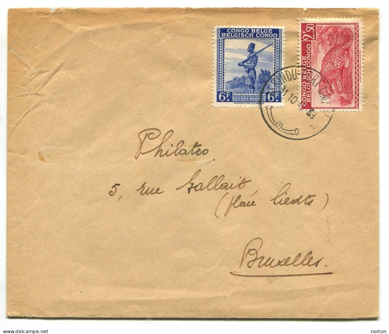 Congo Kindu-Port Empain Oblit. Keach 8B1 Sur C.O.B. 261 + 264 Sur Lettre Vers Bruxelles Le 31/10/1945 - Brieven En Documenten