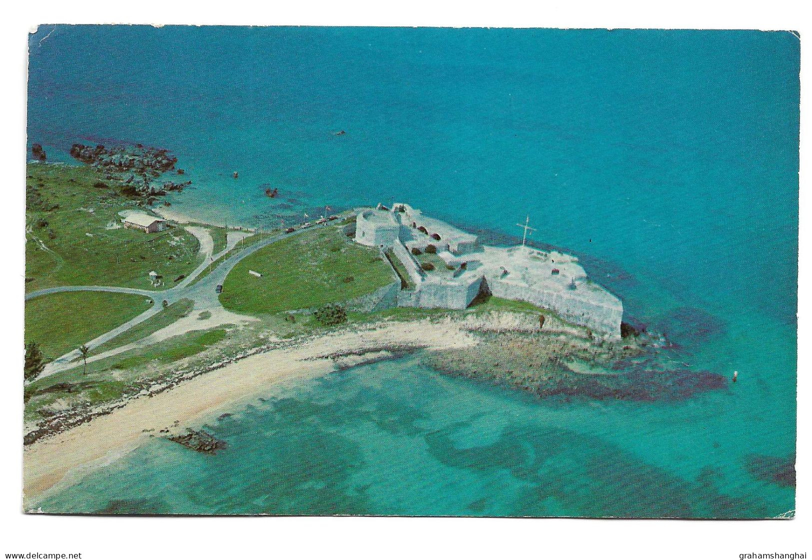 Postcard Bermuda St Georges Fort St Catherine Aerial View Posted 1973 Stamp - Bahamas (1973-...)