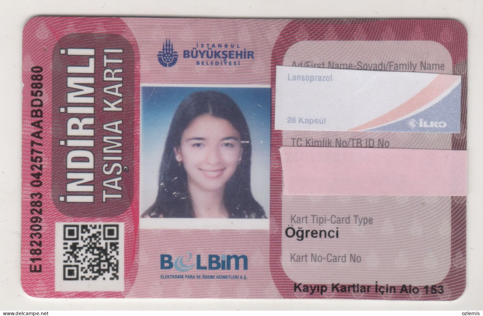 TURKEY,TURKEI,TURQUIE ,ISTANBUL,METRO, SUBWAY, BUS, PASSENGER FERRY, TRAM ,PLASTIC CARD, STUDENT - Ohne Zuordnung