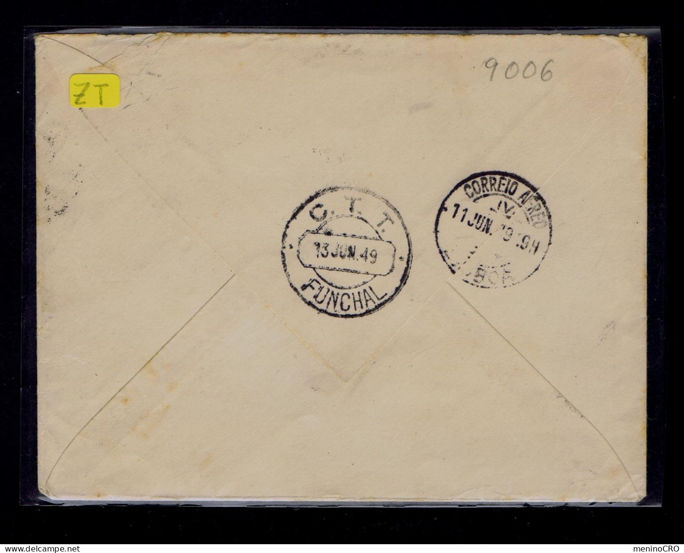 #9006 MADEIRA Island Mailed Lisboa -Funchal First Flight Mail (1st Regular Expedtion) 1949-06-13 Portugal - Post