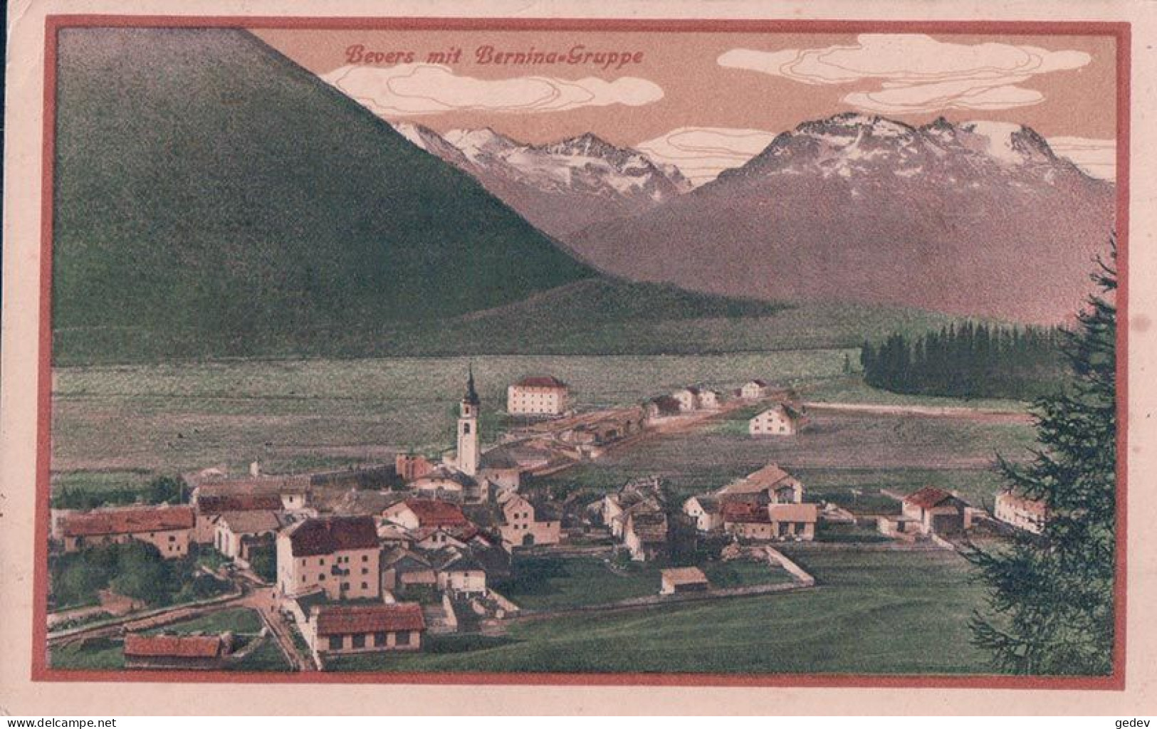 Bevers GR Mit Bernina Gruppe, Litho (8950) - Bever