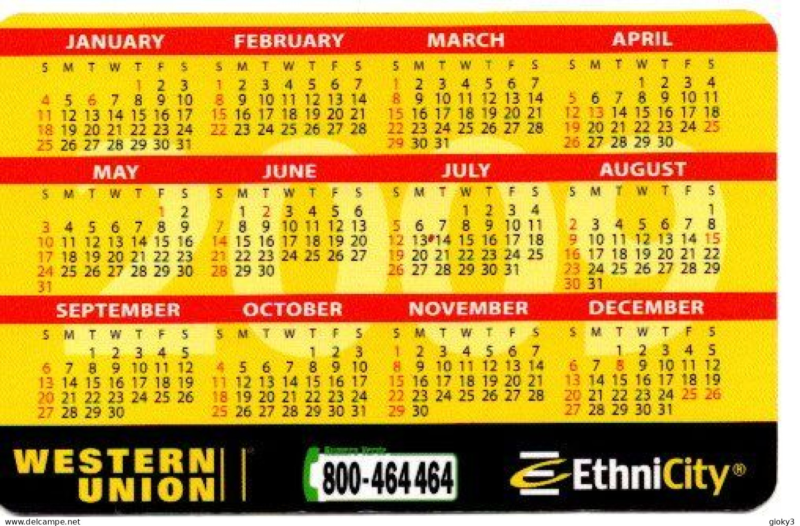 CALENDARIO FORMATO PICCOLO 2021 WESTERN UNION - Klein Formaat: 2001-...