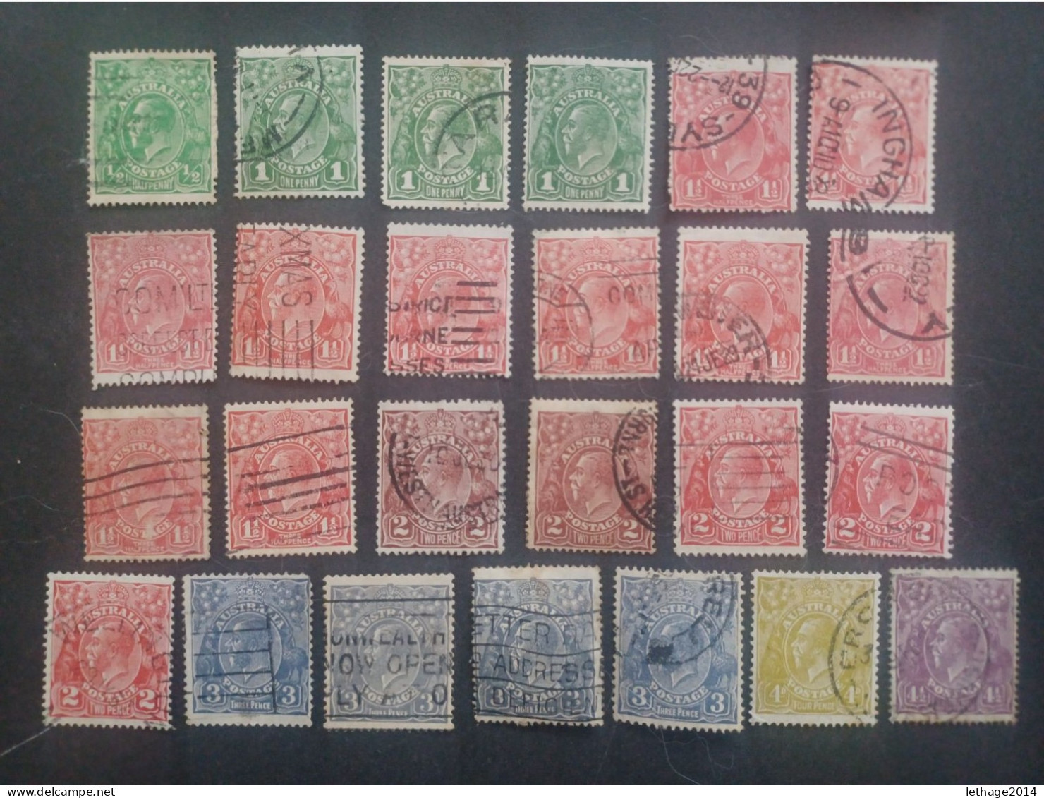 AUSTRALIA 1913 KANGOROO + KING GEORGE V + STOCK LOT MIX 33 SCANNERS MANY STAMPS FRAGMANT PERFIN - Collections