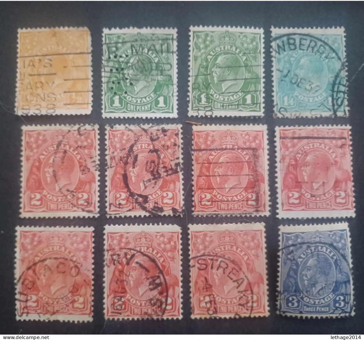 AUSTRALIA 1913 KANGOROO + KING GEORGE V + STOCK LOT MIX 33 SCANNERS MANY STAMPS FRAGMANT PERFIN - Collezioni