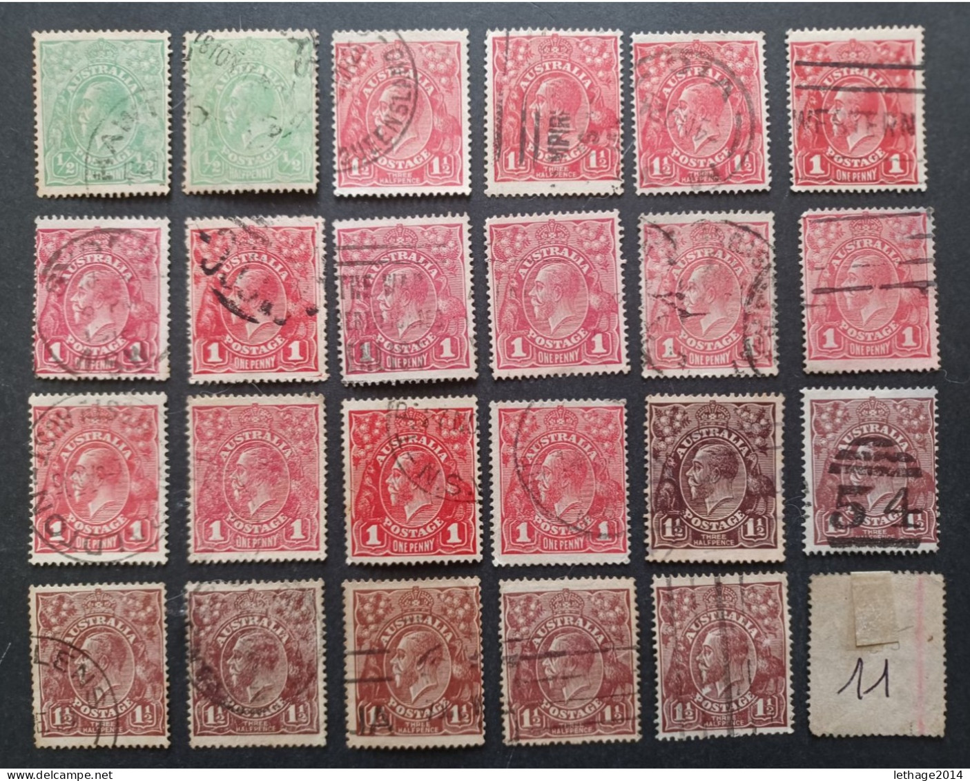 AUSTRALIA 1913 KANGOROO + KING GEORGE V + STOCK LOT MIX 33 SCANNERS MANY STAMPS FRAGMANT PERFIN - Collections