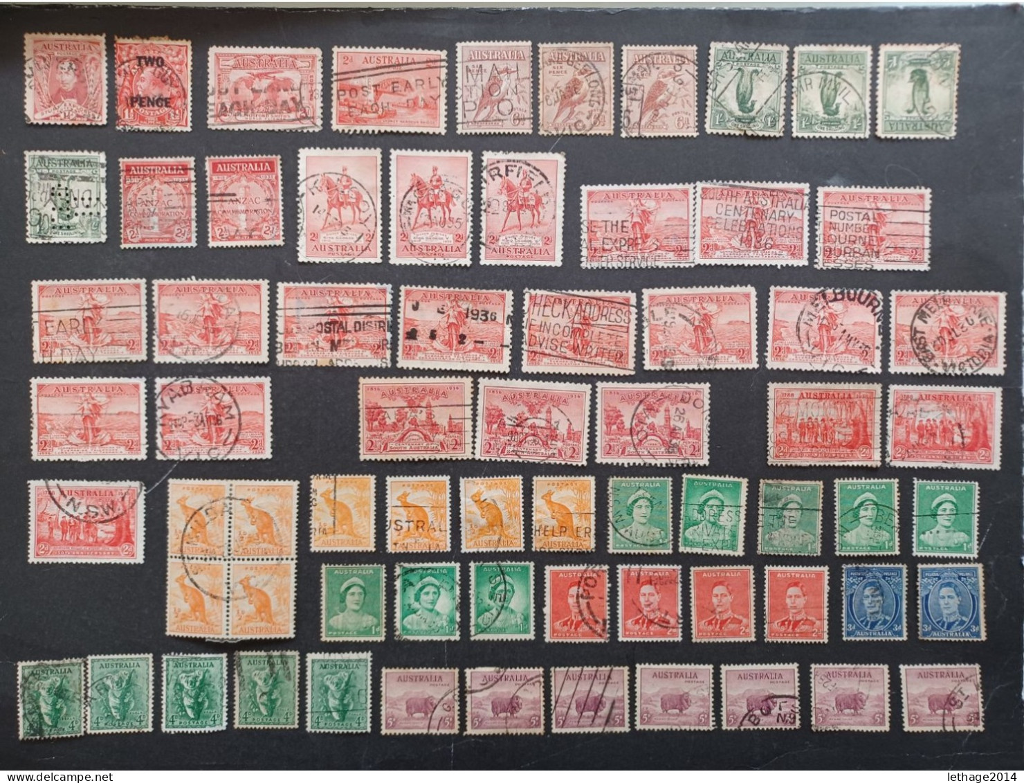 AUSTRALIA 1913 KANGOROO + KING GEORGE V + STOCK LOT MIX 33 SCANNERS MANY STAMPS FRAGMANT PERFIN - Collezioni