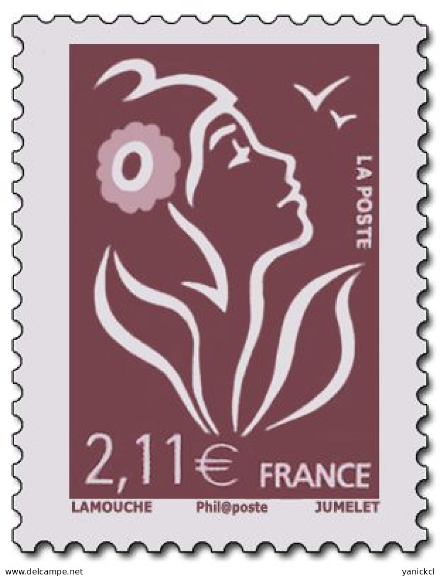 Marianne De Lamouche - 2,11 € - Brun-prune - Phil@poste - (2006) - Y & T N° 3972 ** - 2004-2008 Marianne (Lamouche)