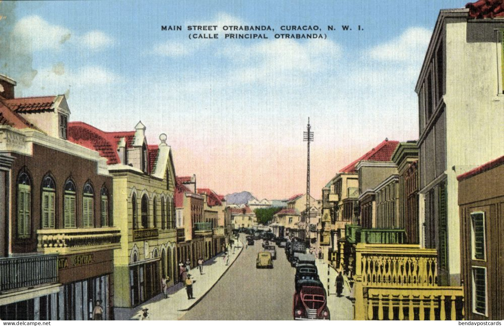 Curacao, N.W.I., WILLEMSTAD, Main Street Otrabanda 1930s Kropp 4481N Postcard (1) - Curaçao