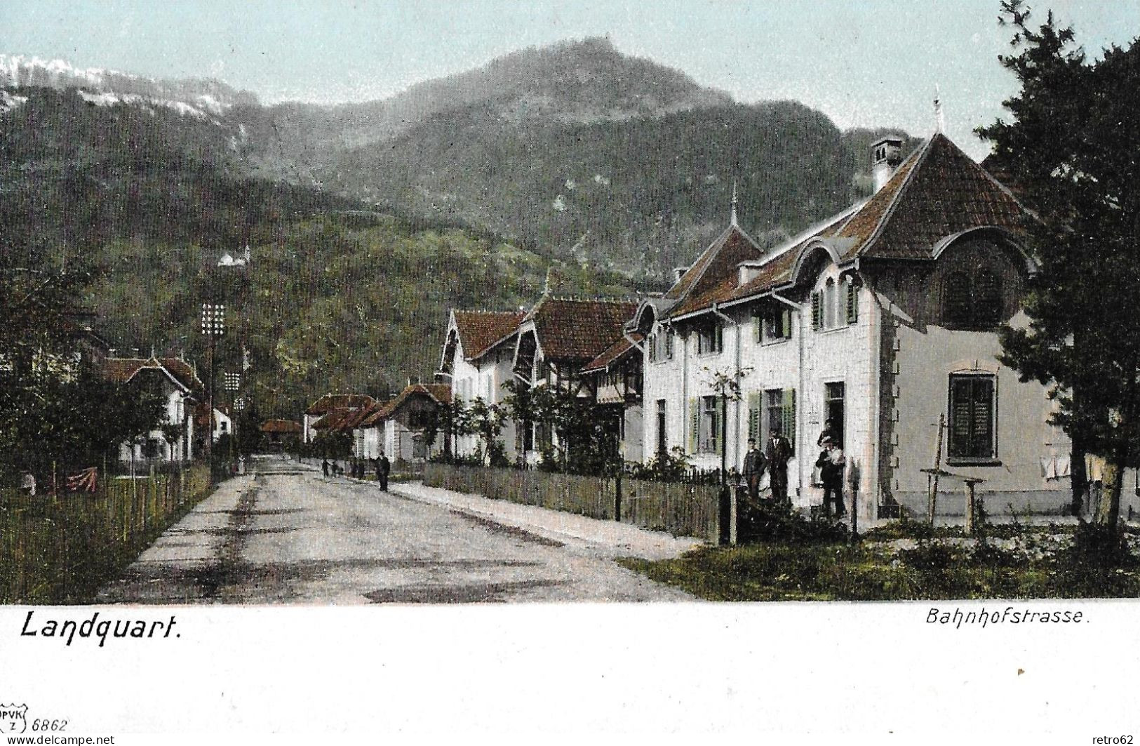 LANDQUART ► Lithokarte Alte Bahnhofstrasse Animiert, Ca.1910 - Landquart