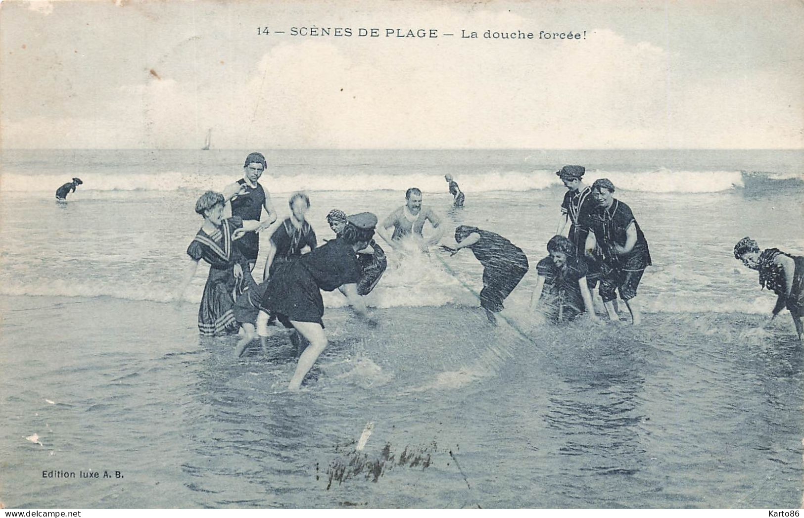 Scènes De Plage * 4 CPA De La Série * Pêche Pêcheurs Baigneurs Maillot De Bain Mode Enfants Adultes * 1908 - Fischerei