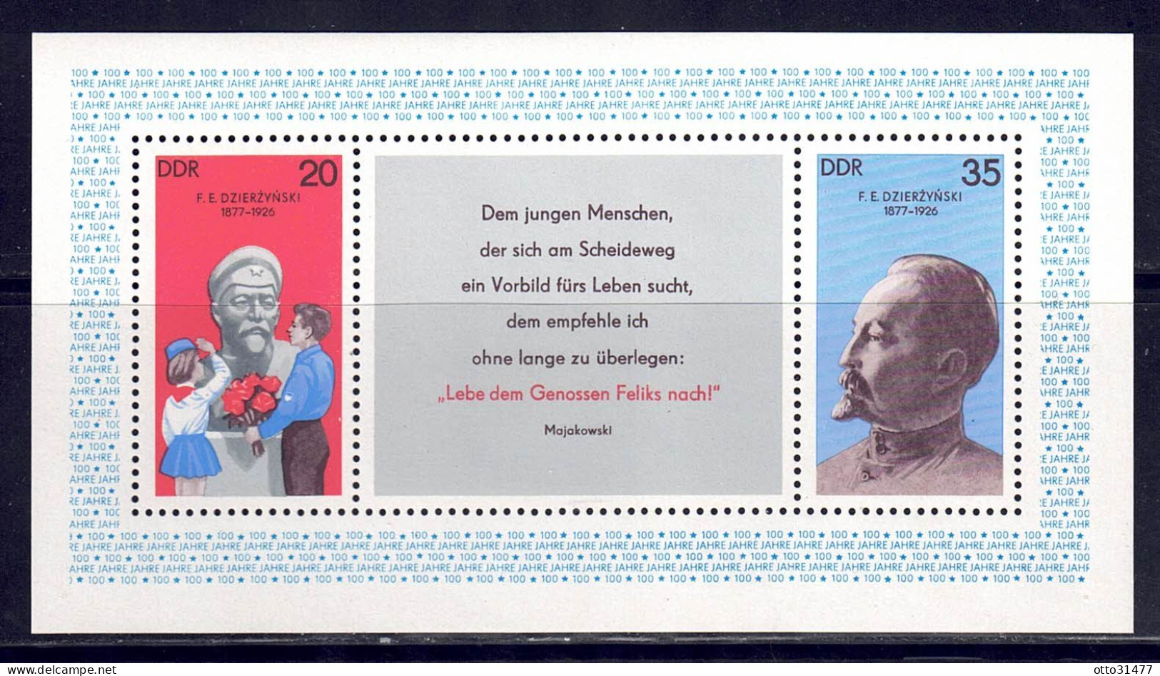 DDR 1977 - Feliks Dserschinskij, Block 49, Postfrisch ** / MNH - 1971-1980